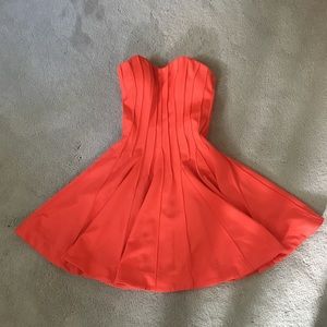 Strapless orange flare dress Betsy Johnson